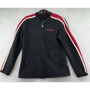 Indian Motorcycle Jacket Womens Large Varsity Full Zip Embroidered Black Striped